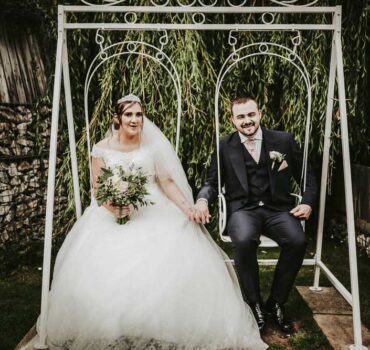 Bride and Groom on a Swing